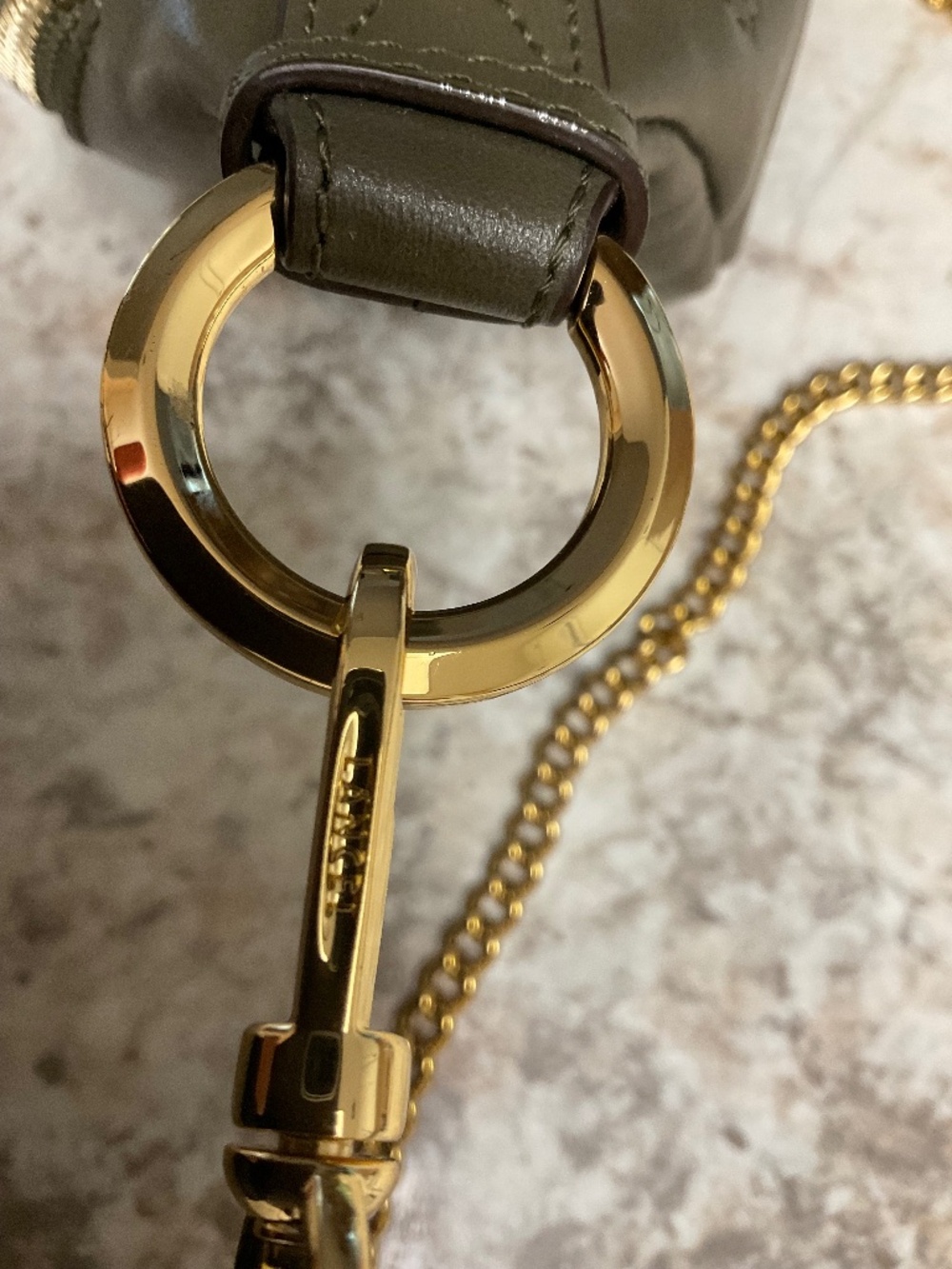 LANCEL MINI ZIP CROSSBODY BAG khaki/ gold - Picture 9 of 13